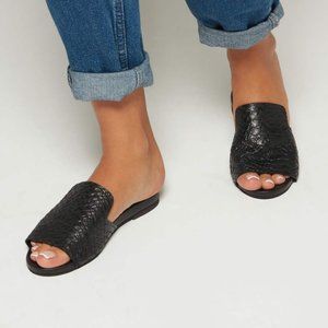 KAANAS Leticia Snake Skin Leather Slide Sandals